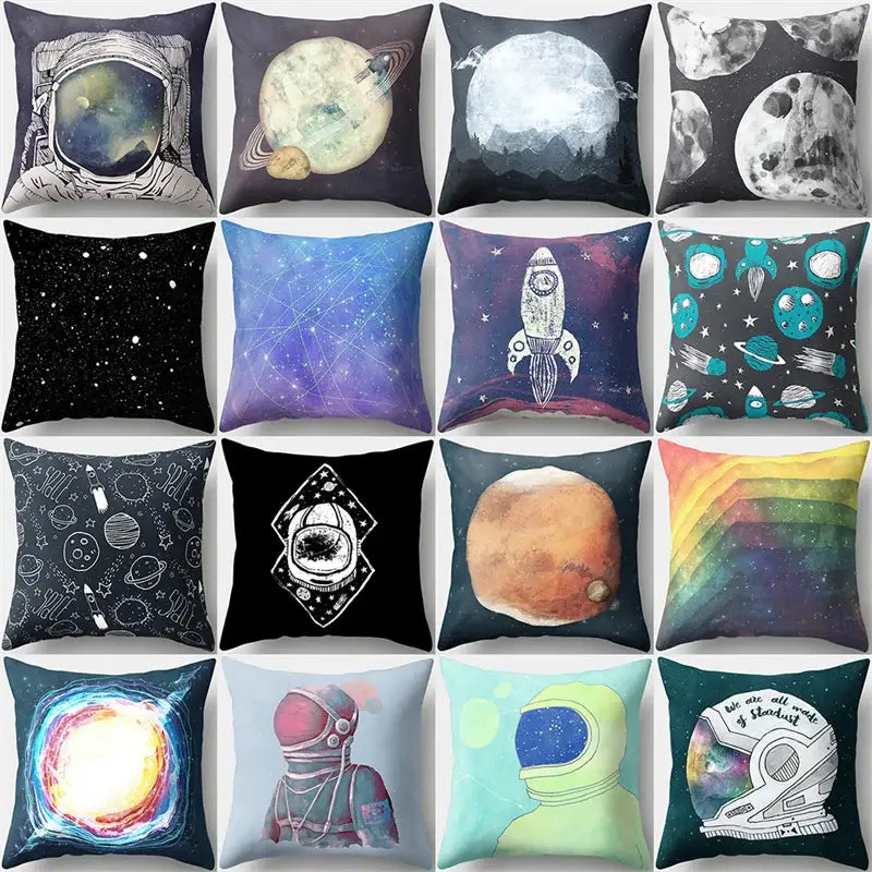Cartoon planet astronaut pillow case bedroom square cushion cover