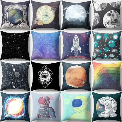 Cartoon planet astronaut pillow case bedroom square cushion cover
