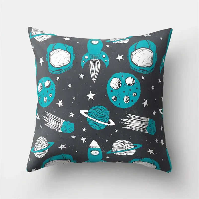 Cartoon planet astronaut pillow case bedroom square cushion cover