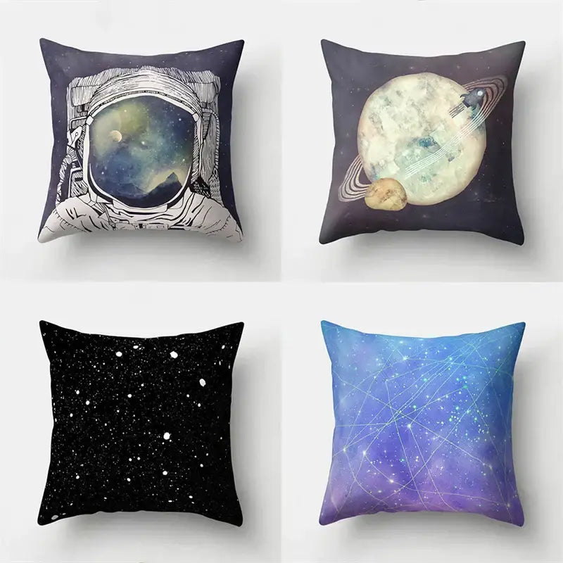 Cartoon planet astronaut pillow case bedroom square cushion cover