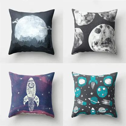 Cartoon planet astronaut pillow case bedroom square cushion cover
