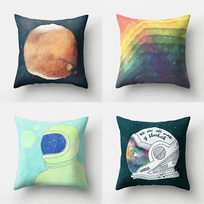 Cartoon planet astronaut pillow case bedroom square cushion cover
