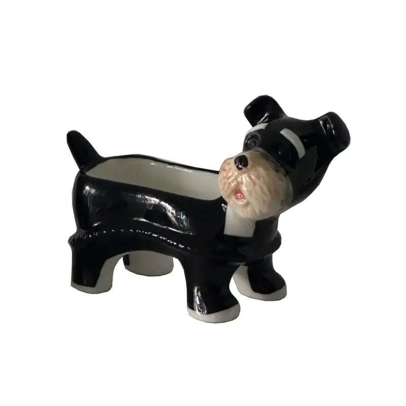 Cartoon puppy schnauzer black & white ceramic shakers dining room decor