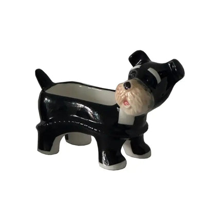 Cartoon puppy schnauzer black & white ceramic shakers dining room decor