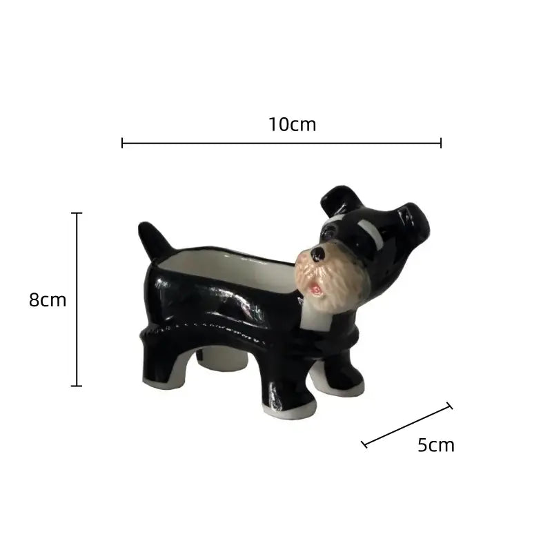 Cartoon puppy schnauzer black & white ceramic shakers dining room decor