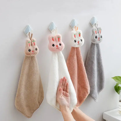 Cartoon rabbit coral fleece hand towel bathroom quick dry terry cloth