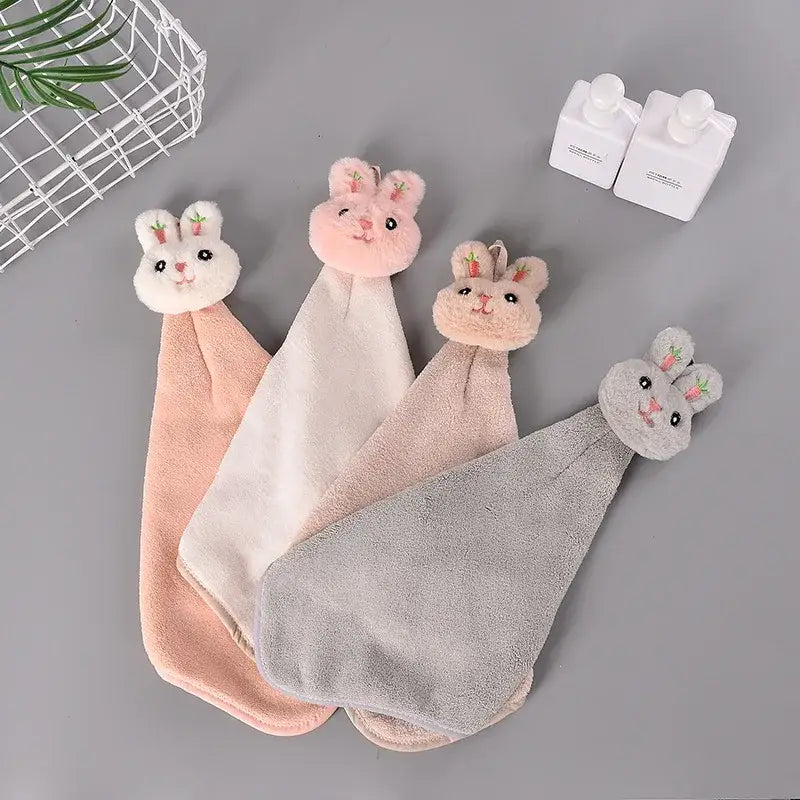 Cartoon rabbit coral fleece hand towel bathroom quick dry terry cloth