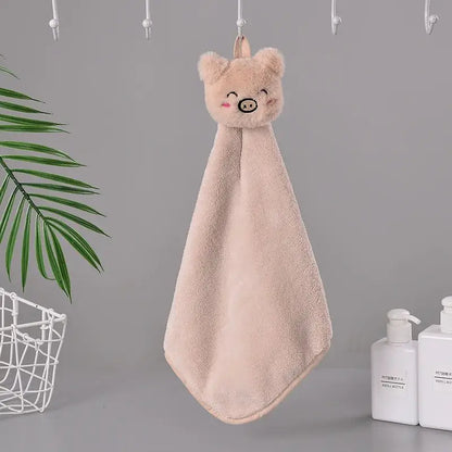 Cartoon rabbit coral fleece hand towel bathroom quick dry terry cloth