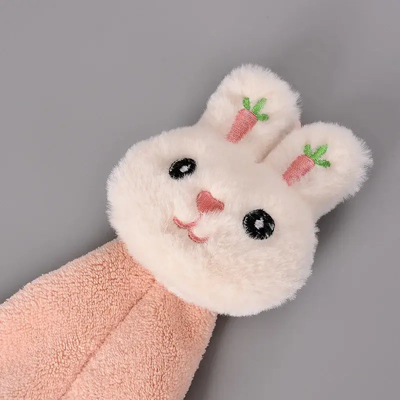 Cartoon rabbit coral fleece hand towel bathroom quick dry terry cloth