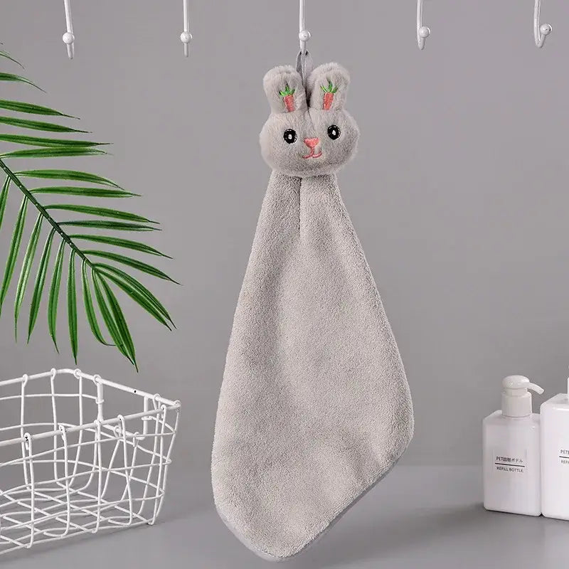 Cartoon rabbit coral fleece hand towel bathroom quick dry terry cloth