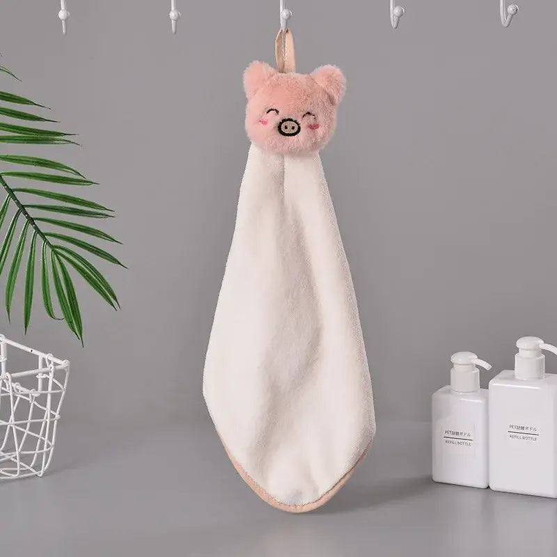 Cartoon rabbit coral fleece hand towel bathroom quick dry terry cloth