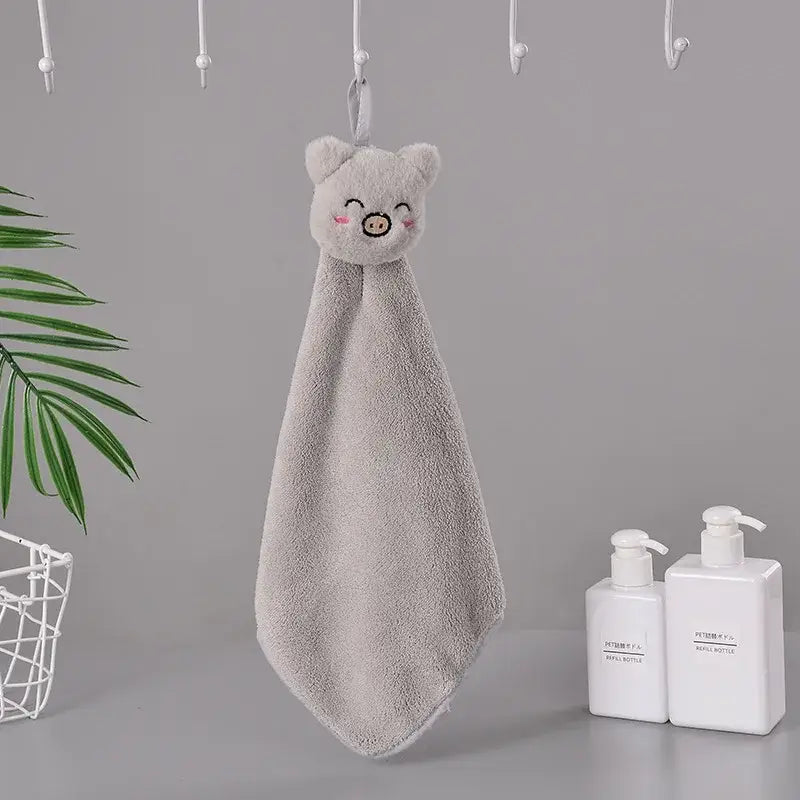 Cartoon rabbit coral fleece hand towel bathroom quick dry terry cloth