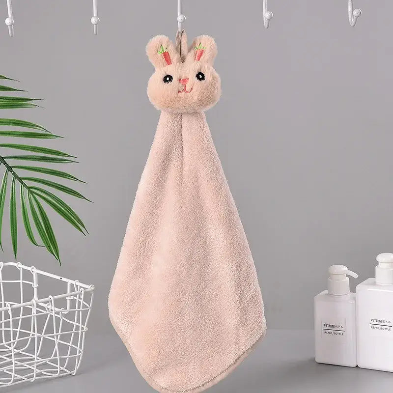 Cartoon rabbit coral fleece hand towel bathroom quick dry terry cloth