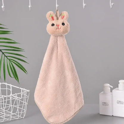 Cartoon rabbit coral fleece hand towel bathroom quick dry terry cloth