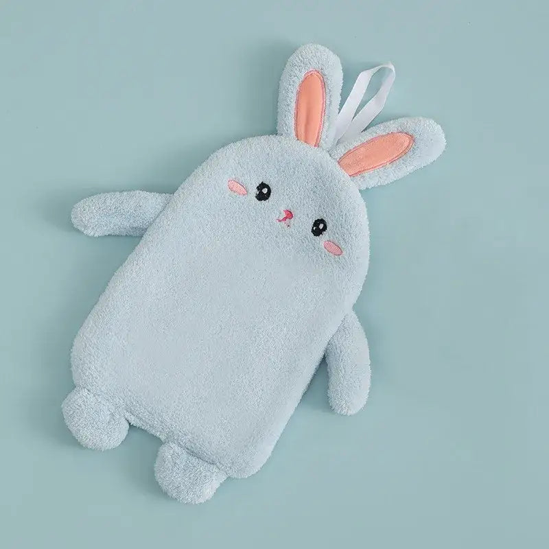 Cartoon rabbit pink & blue microfiber hand towel bathroom decor