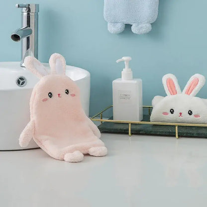 Cartoon rabbit pink & blue microfiber hand towel bathroom decor