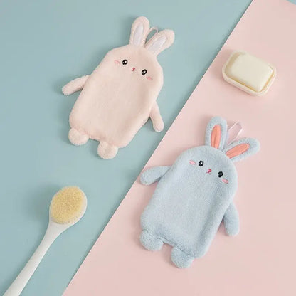 Cartoon rabbit pink & blue microfiber hand towel bathroom decor