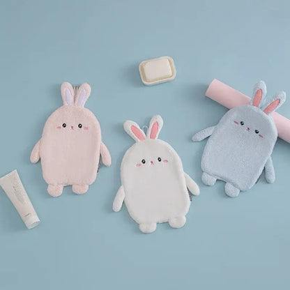 Cartoon rabbit pink & blue microfiber hand towel bathroom decor