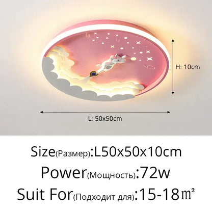 Cartoon rocket led ceiling light for bedroom blue & orange space design