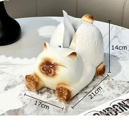 Cartoon siamese kitten ceramic tissue box living room decor