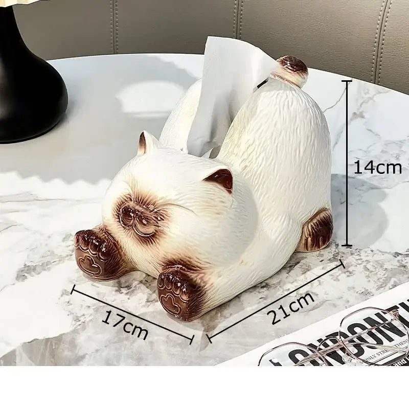 Cartoon siamese kitten ceramic tissue box living room decor