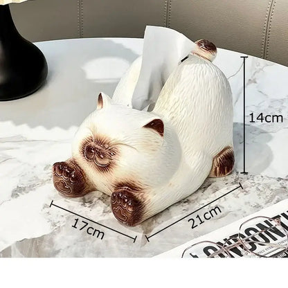 Cartoon siamese kitten ceramic tissue box living room decor