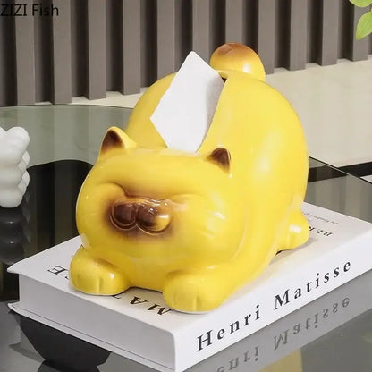Cartoon siamese kitten ceramic tissue box living room decor