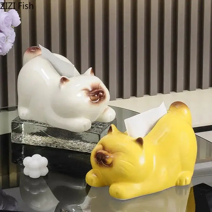 Cartoon siamese kitten ceramic tissue box living room decor