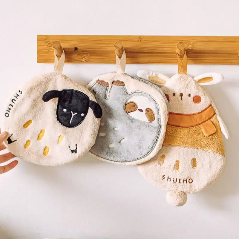 Cartoon sloth hand towels three piece plush kitchen dishcloth set