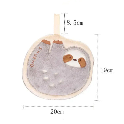 Cartoon sloth hand towels three piece plush kitchen dishcloth set