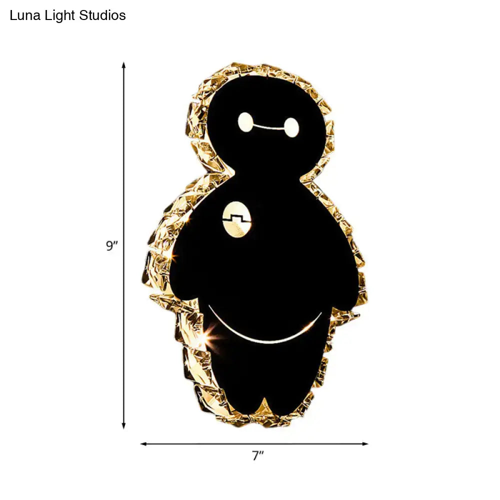 Cartoon snow man wall mount black plush led light for bedroom