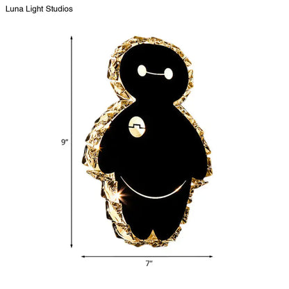 Cartoon snow man wall mount black plush led light for bedroom