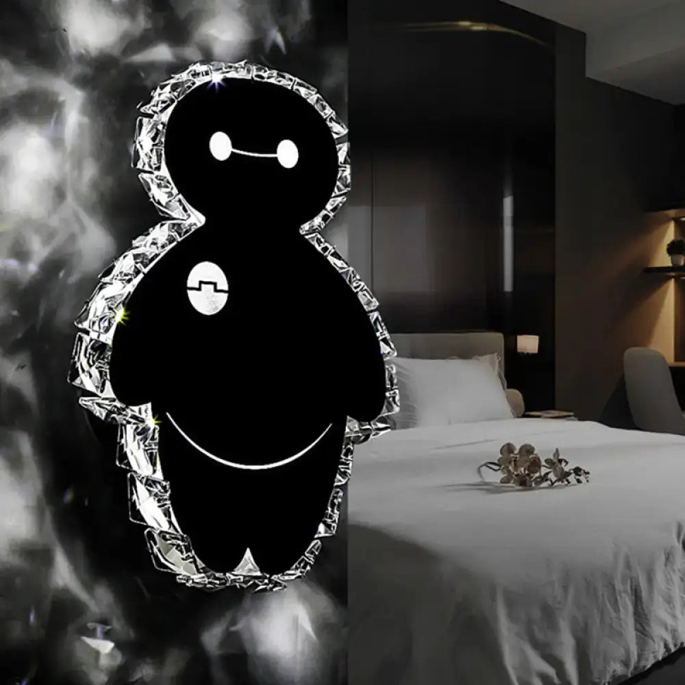 Cartoon snow man wall mount black plush led light for bedroom