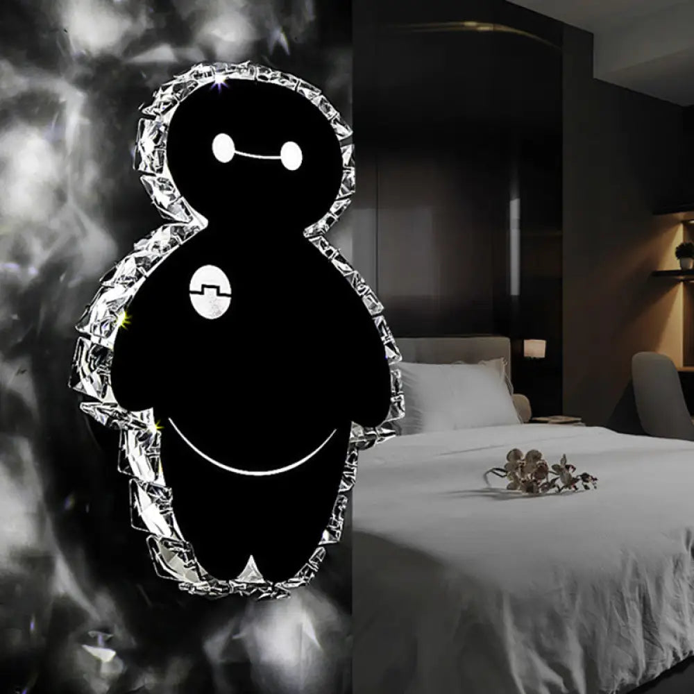 DecorBites™ Cartoon Snow Man Wall Mount Light Fixture with Chrome Finish, LED Bedroom Lighting in Warm/White Light