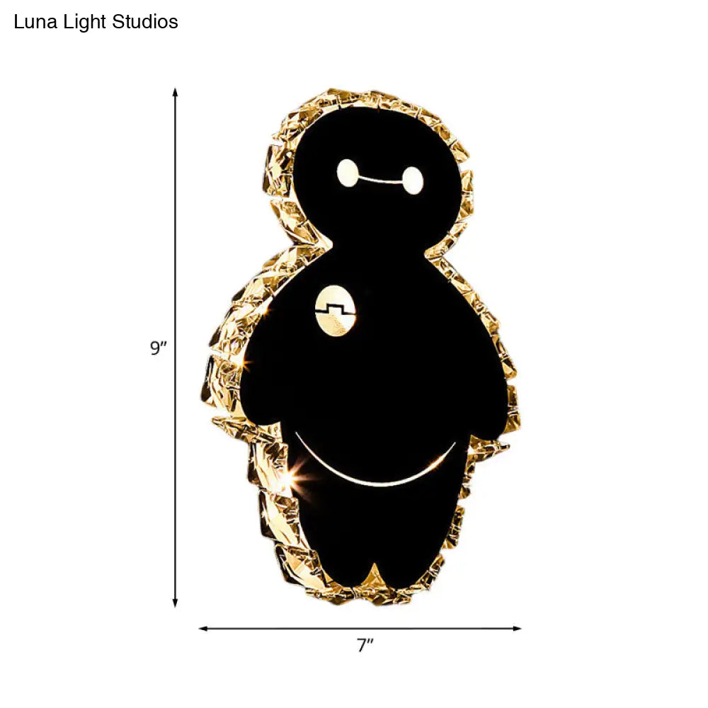 DecorBites™ Cartoon Snow Man Wall Mount Light Fixture with Chrome Finish, LED Bedroom Lighting in Warm/White Light