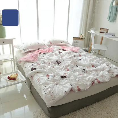 Cartoon strawberry white & pink quilted double blanket bedroom
