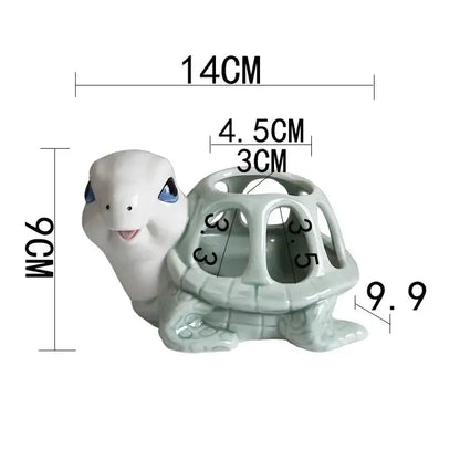 Cartoon turtle ceramic 3 slot planter living room green & white decor