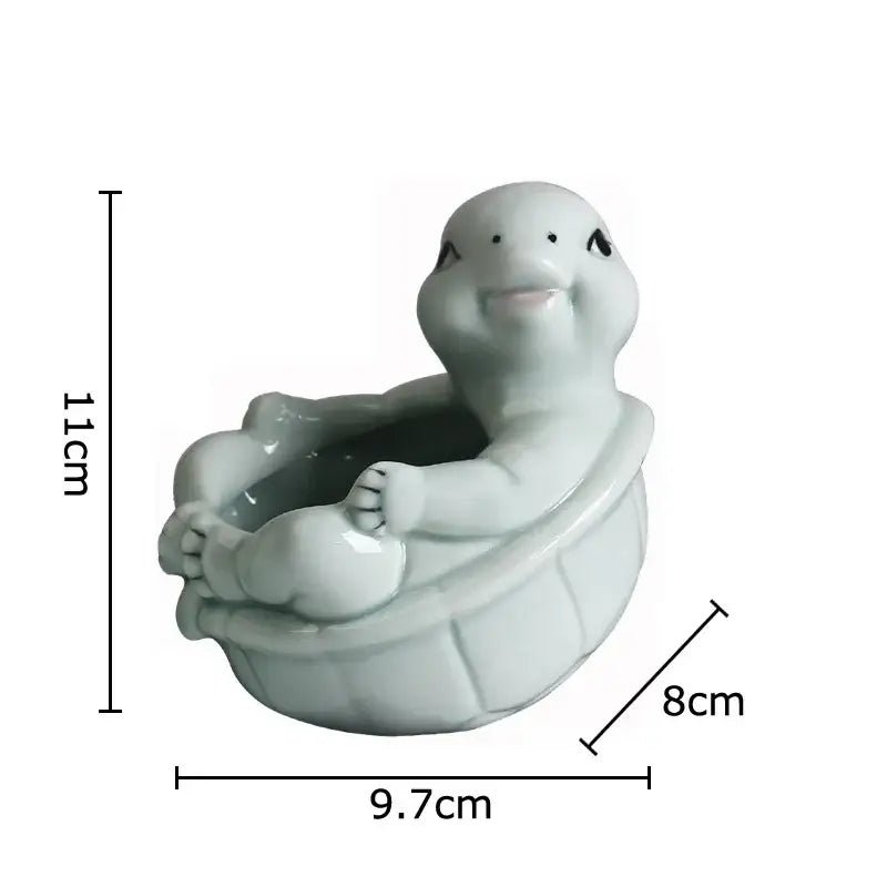 Cartoon turtle ceramic flower vase light green living room decor