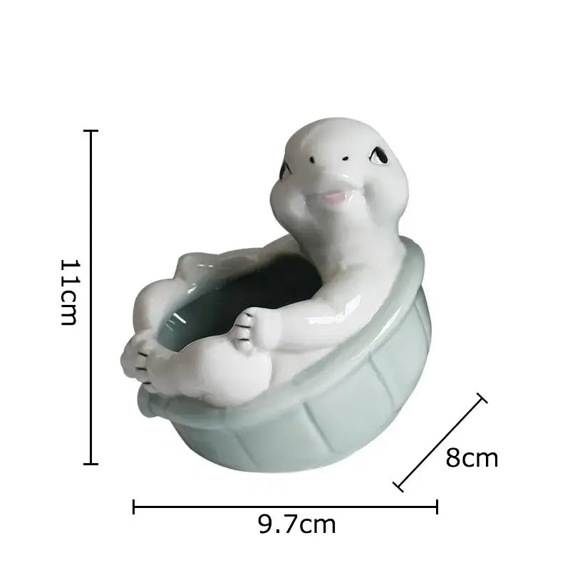 Cartoon turtle ceramic flower vase light green living room decor