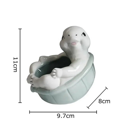Cartoon turtle ceramic flower vase light green living room decor