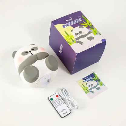 Cartoon white & black panda silicone night light kids room decor
