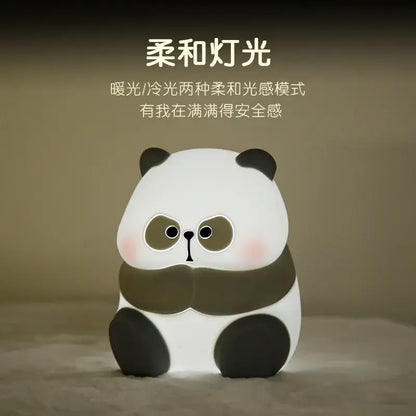 Cartoon white & black panda silicone night light kids room decor
