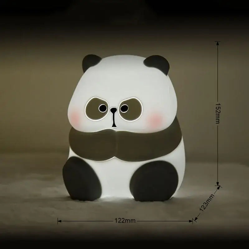 Cartoon white & black panda silicone night light kids room decor