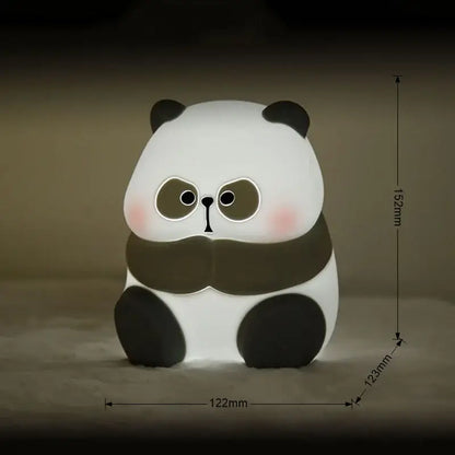 Cartoon white & black panda silicone night light kids room decor