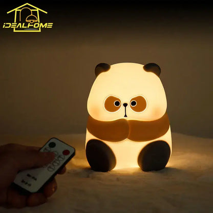Cartoon white & black panda silicone night light kids room decor