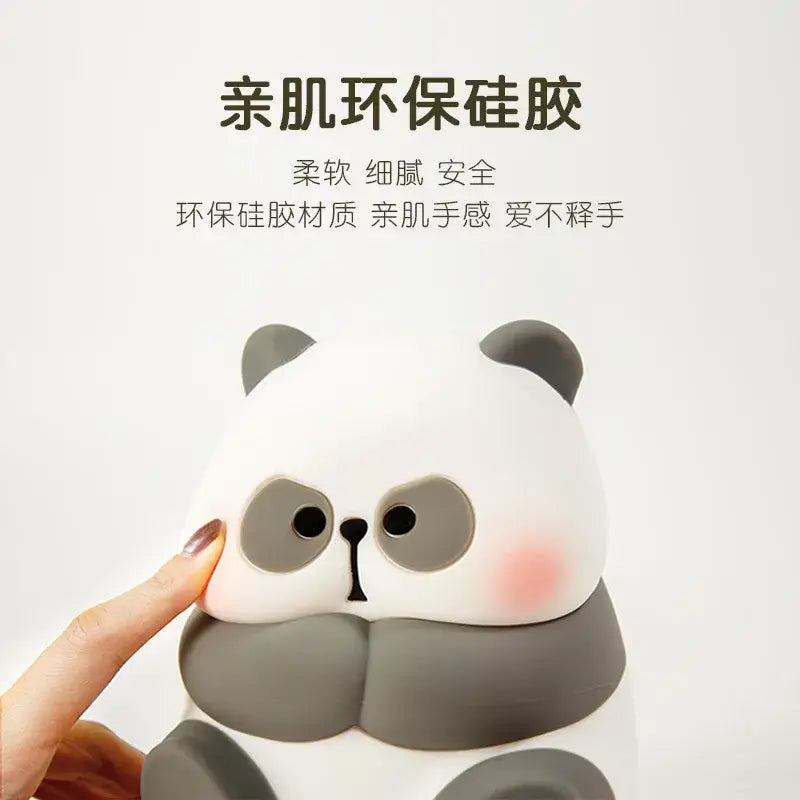 Cartoon white & black panda silicone night light kids room decor