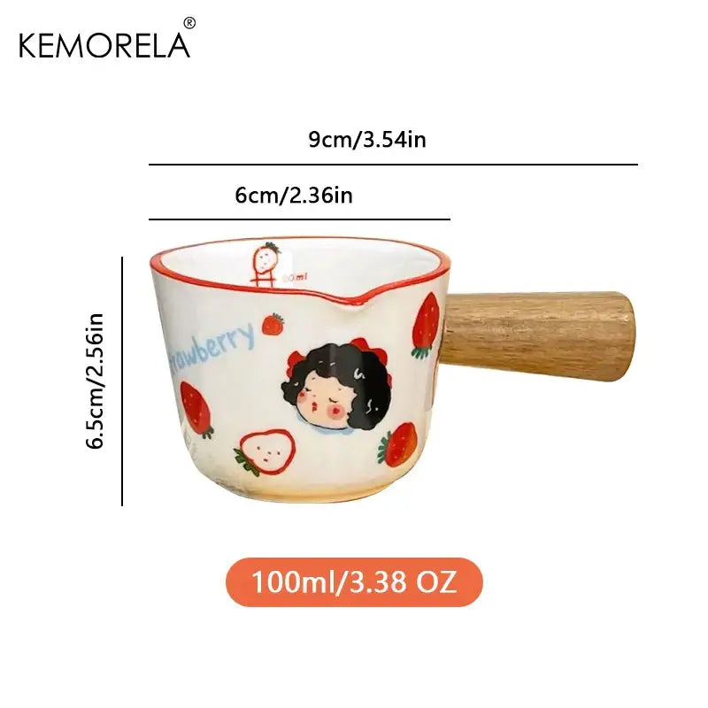Cartoon white italian ceramic measuring cups kitchen strawberry set