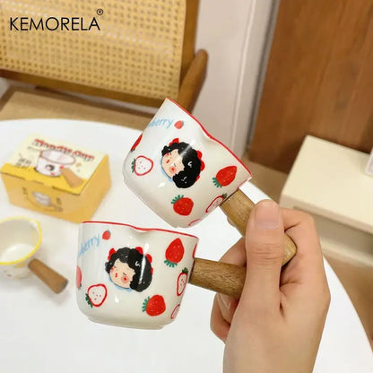 Cartoon white italian ceramic measuring cups kitchen strawberry set