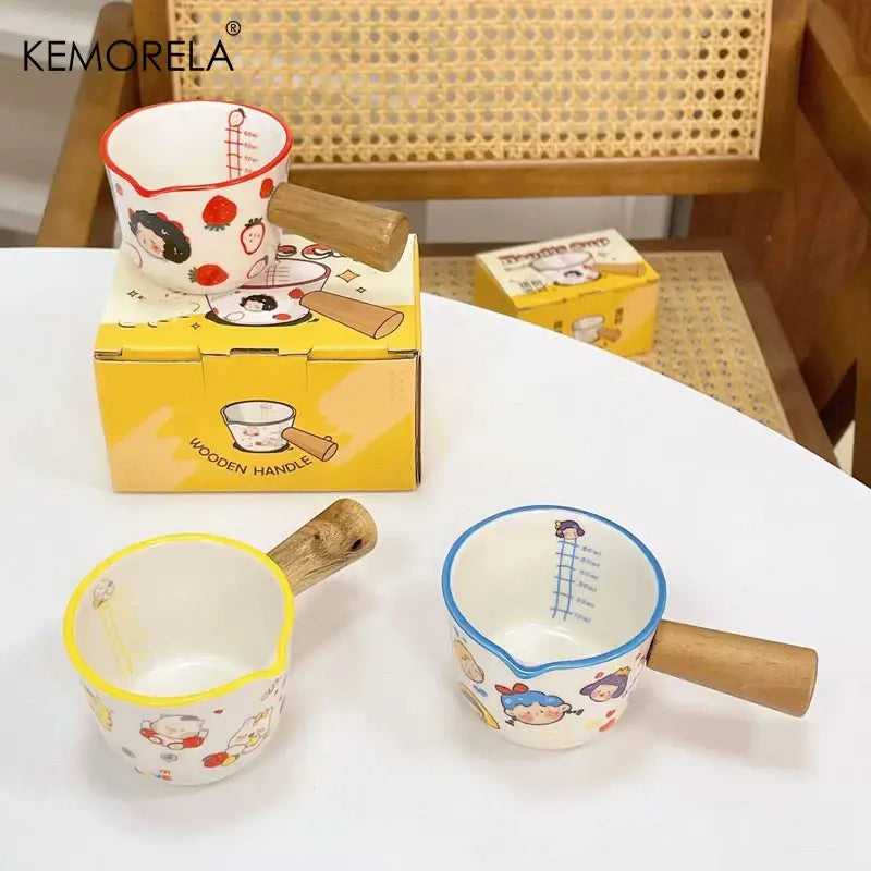 Cartoon white italian ceramic measuring cups kitchen strawberry set