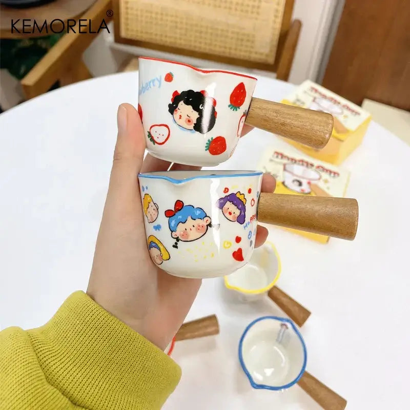 Cartoon white italian ceramic measuring cups kitchen strawberry set